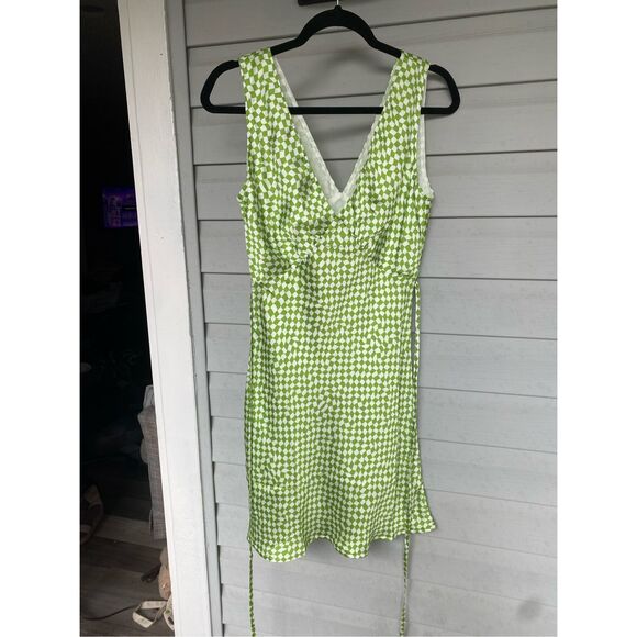 Peppermayo NWT Audrey Vintage Slip Dress in Lime Check, Size 6, MSRP $75 - Picture 2 of 14